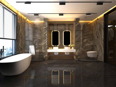 Lüks banyonun 3D görüntüsü