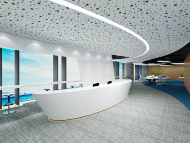 3D lüks otel resepsiyon lobisi