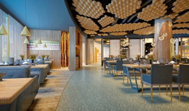 Cafe restoranının 3D görüntüsü