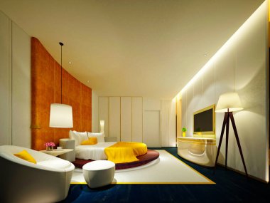3D lüks otel odası.
