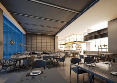 Lokanta içinin 3D görüntüsü