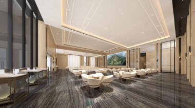 3 Boyutlu Luxury Binası Girişi Lobisi