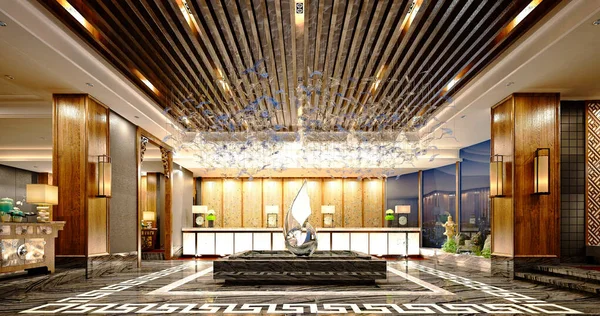 Weergave Van Hotelreceptie Lobby — Stockfoto