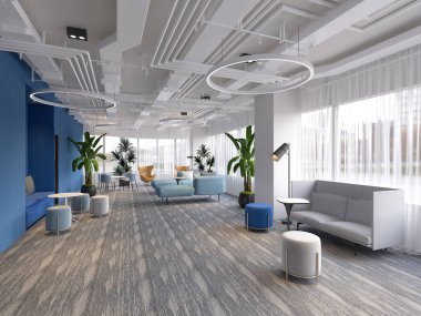 3D lüks bina iç lobisi.