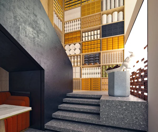 Renderowania Luksusowego Lobby Recepcji Hotelu — Zdjęcie stockowe