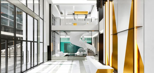 Renderização Lobby Recepção Hotel Luxo — Fotografia de Stock