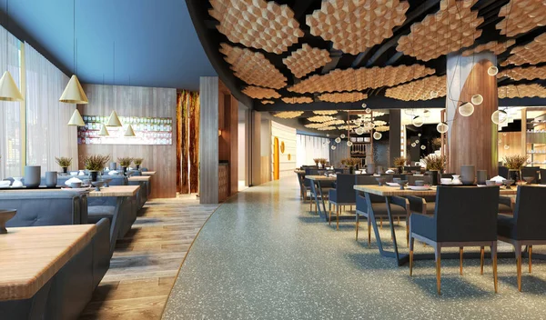 Cafe restoranının 3D görüntüsü