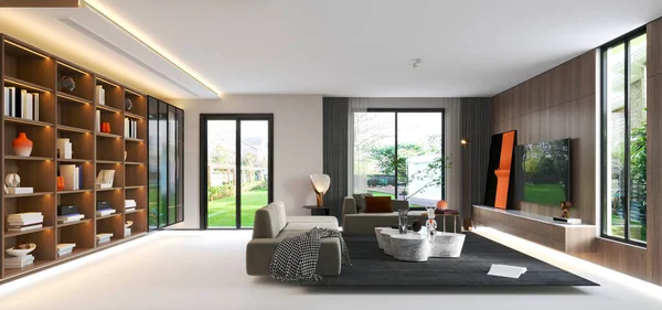 Modern ev oturma odasının 3D görüntüsü