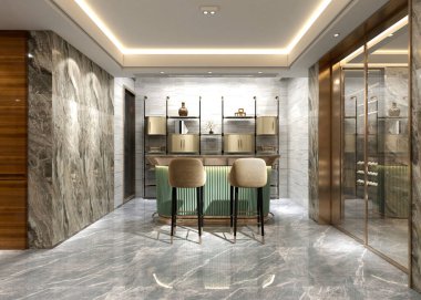 Oturma odasının 3D görüntüsü