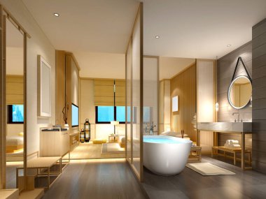 3 boyutlu banyo ve küvet.