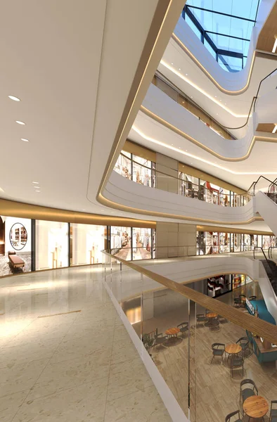 Renderização Shopping Center Interior — Fotografia de Stock