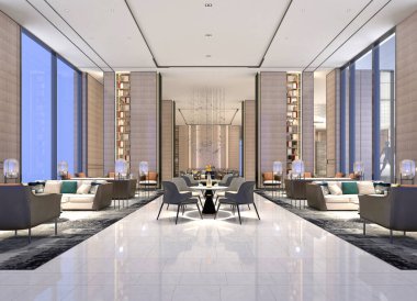 Büyük çalışma ofisinin 3D canlandırması