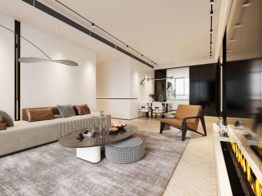 Ev oturma odasının 3D görüntüsü