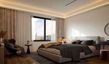 3D lüks otel odası.