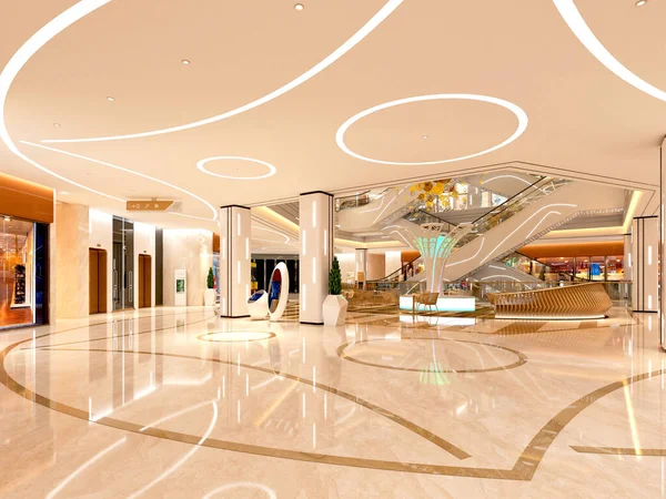 Modern alışveriş merkezinin 3D görüntüsü