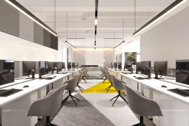 3D açık ofis çalışma alanı