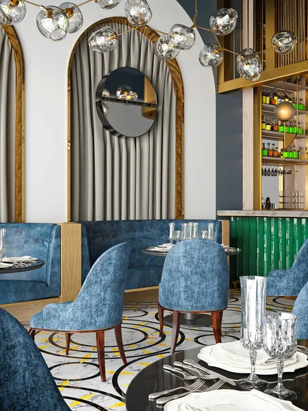 Kafe restoranının 3D görüntüsü.