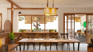 Kafe restoranının 3D görüntüsü