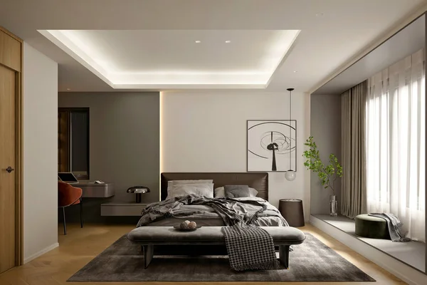 Modern otel odasının 3D görüntüsü