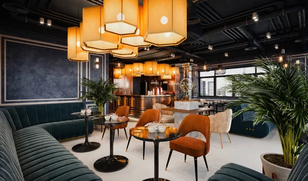 Kafe restoranının 3D görüntüsü