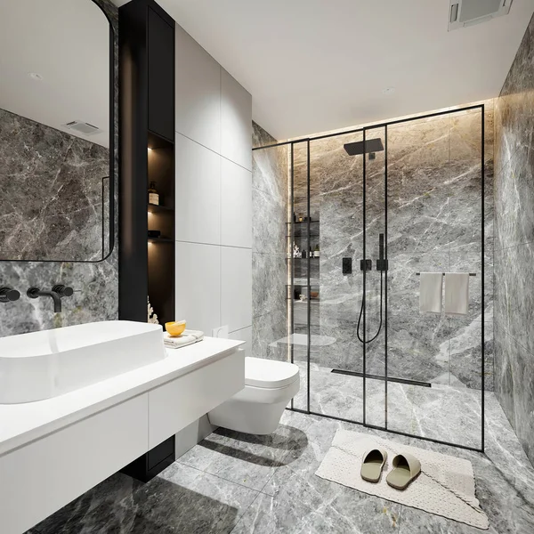 Renderizado Baño Casa Lujo — Foto de Stock