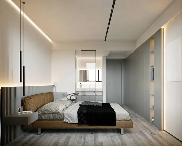 Renderizado Dormitorio Moderno — Foto de Stock