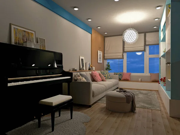 3D lüks daire oturma odası.