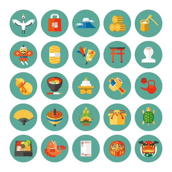 Icons Japanese New Year — Stock Vector