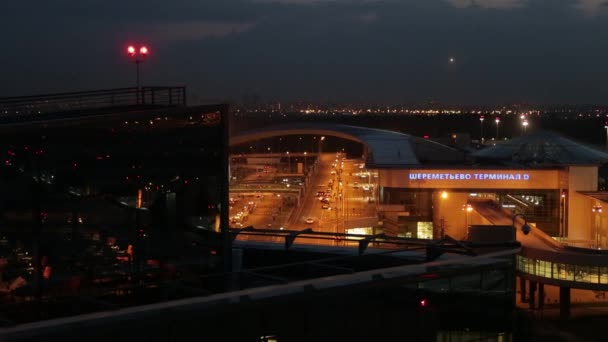 Sheremetyevo airport at night top view — Stock Video