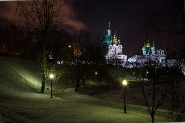 Novodevichy manastır bir kış gecesi