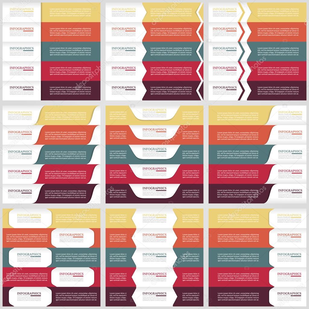 Mega collection of web infographic concepts and banners, various universal set. Five options.