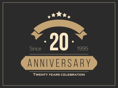 Yirmi yıl yıldönümü kutlama logo. 20th yıldönümü logosu.