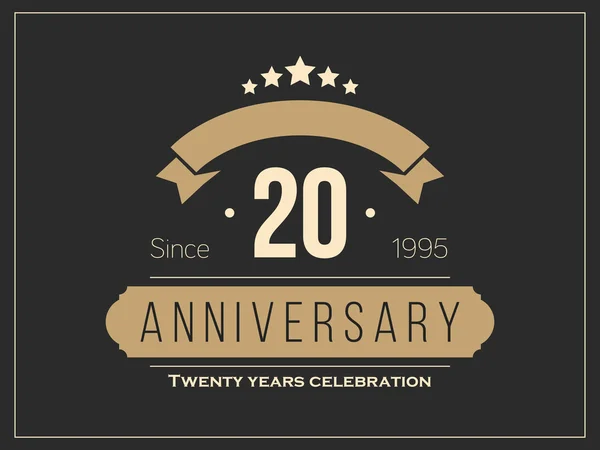 Venti anni anniversario celebrazione logotipo. Logo del ventesimo anniversario . — Vettoriale Stock