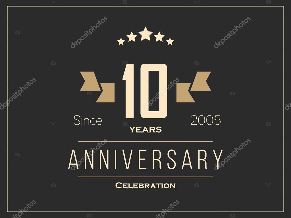 Ten years anniversary celebration logotype. 10th anniversary logo. Vector illustration.