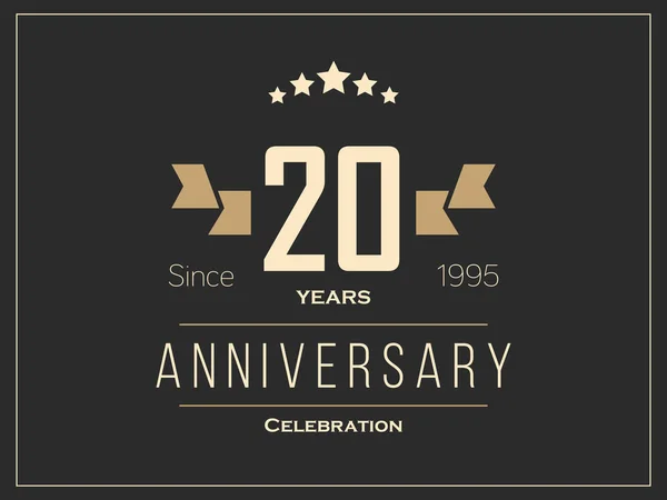 Twintig jaar verjaardag viering logo. 20e verjaardagslogo. — Stockvector