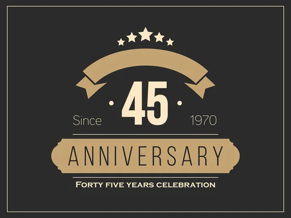 Forty five years anniversary celebration logotype. 45th anniversary logo. — Stock Vector