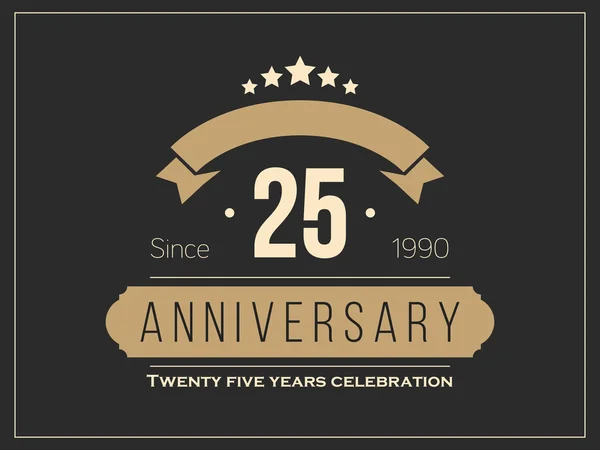 Twenty five years anniversary celebration logotype. 25th anniversary logo. — Stock Vector