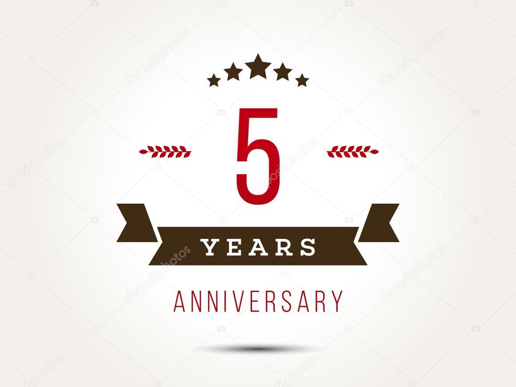 Five years anniversary celebration logotype. 5th anniversary logo.