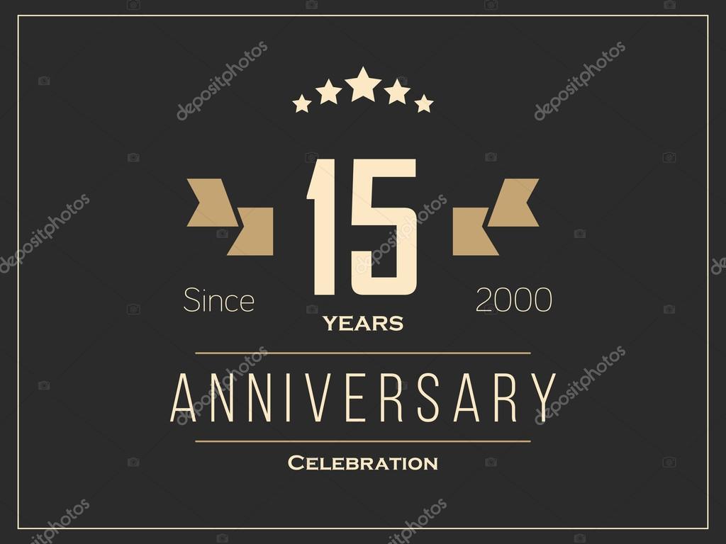 Fifteen years anniversary celebration logotype. 15th anniversary logo. Vector illustration.