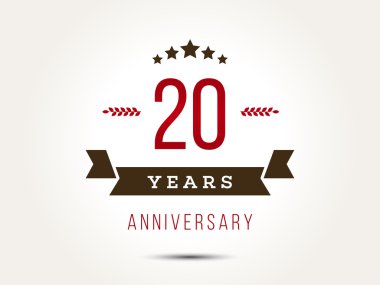 Yirmi yıl yıldönümü kutlama logo. 20th yıldönümü logosu.