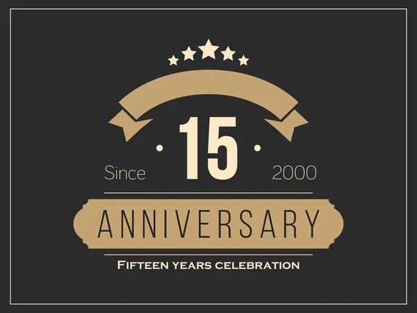 Fifteen years anniversary celebration logotype. 15th anniversary logo. — Stock Vector