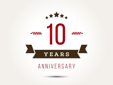 On yıl yıldönümü kutlama logo. 10th yıldönümü logosu.