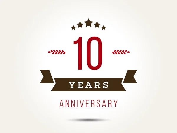 Tien jaar verjaardag viering logo. 10e verjaardagslogo. — Stockvector