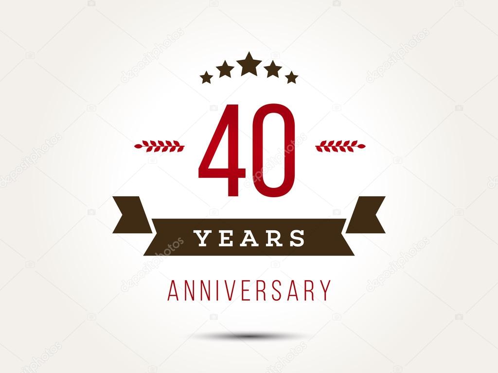 Forty years anniversary celebration logotype. 40th anniversary logo.