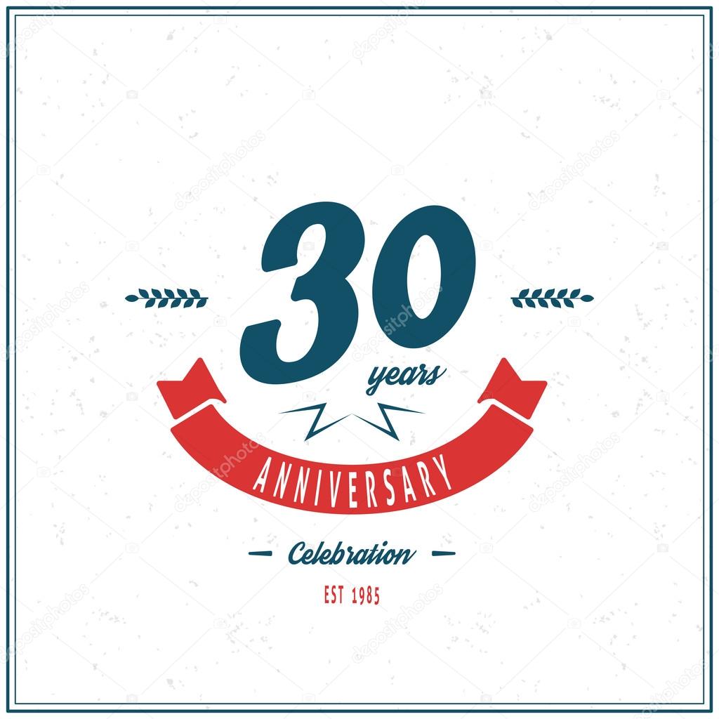Thirty years anniversary celebration logotype. 30th anniversary logo.