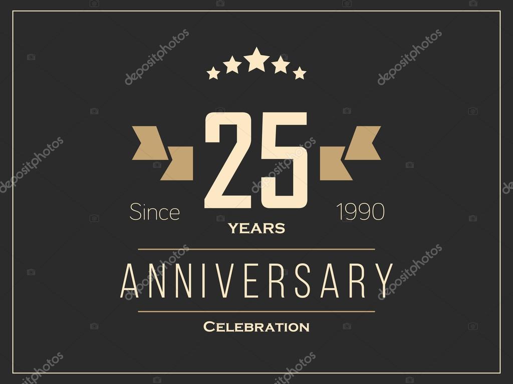 Twenty five years anniversary celebration logotype. 25th anniversary logo. Vector Illustration.