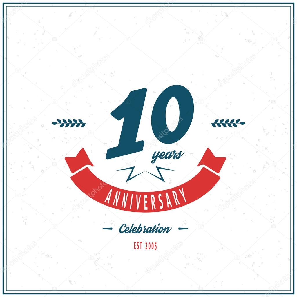 Ten years anniversary celebration logotype. 10th anniversary logo.