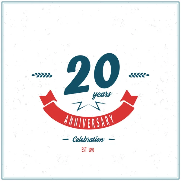 Twenty years anniversary celebration logotype. 20th anniversary logo. — Stock Vector