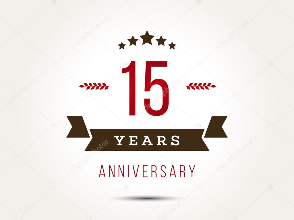 Fifteen years anniversary celebration logotype. 15th anniversary logo.