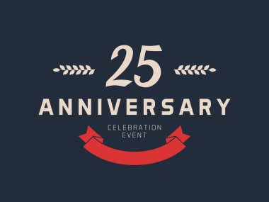 Twenty five years anniversary celebration logotype. 25th anniversary logo. clipart